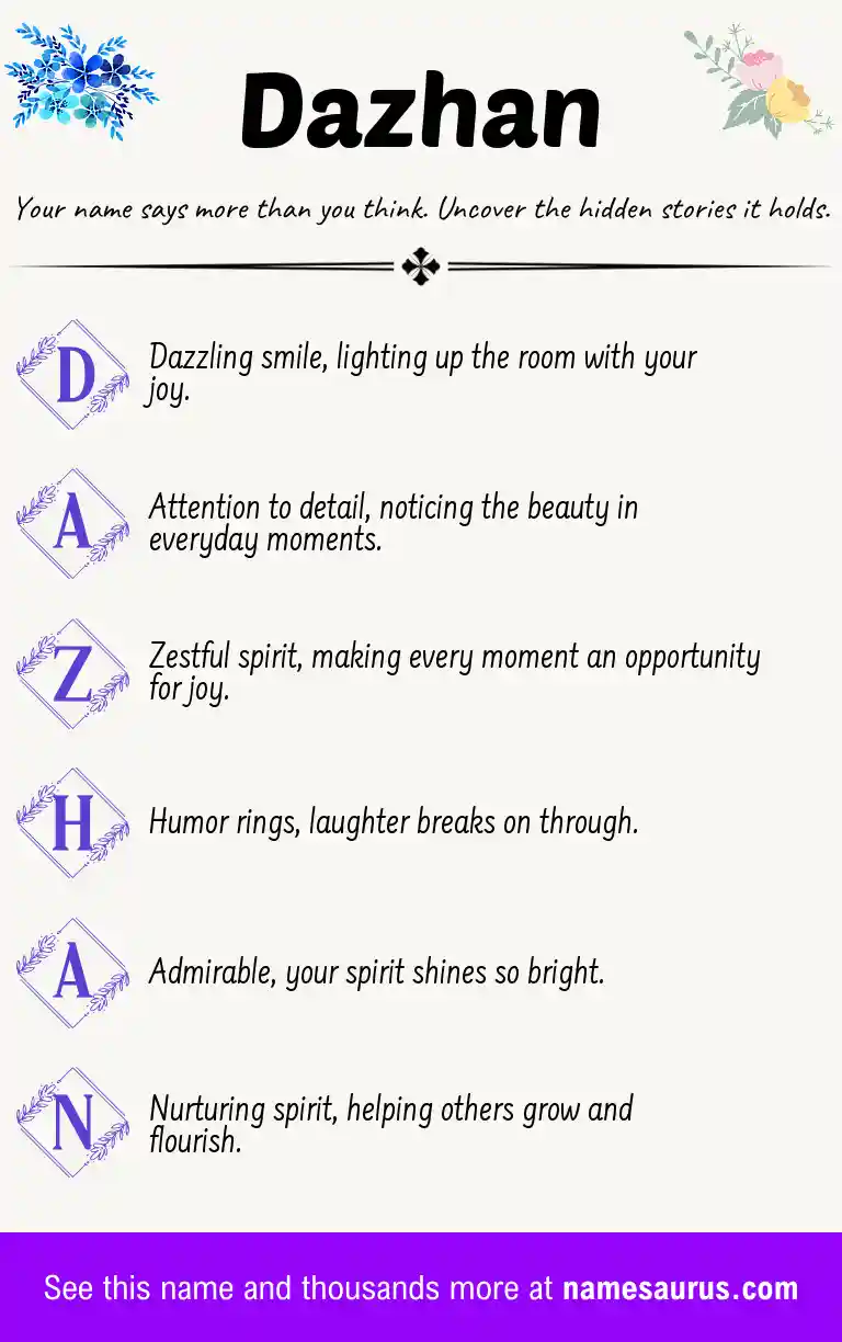 Acrostic poem about Dazhan.