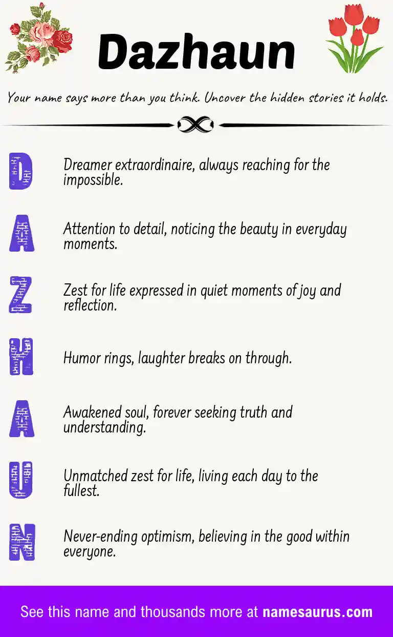 Acrostic poem about Dazhaun.