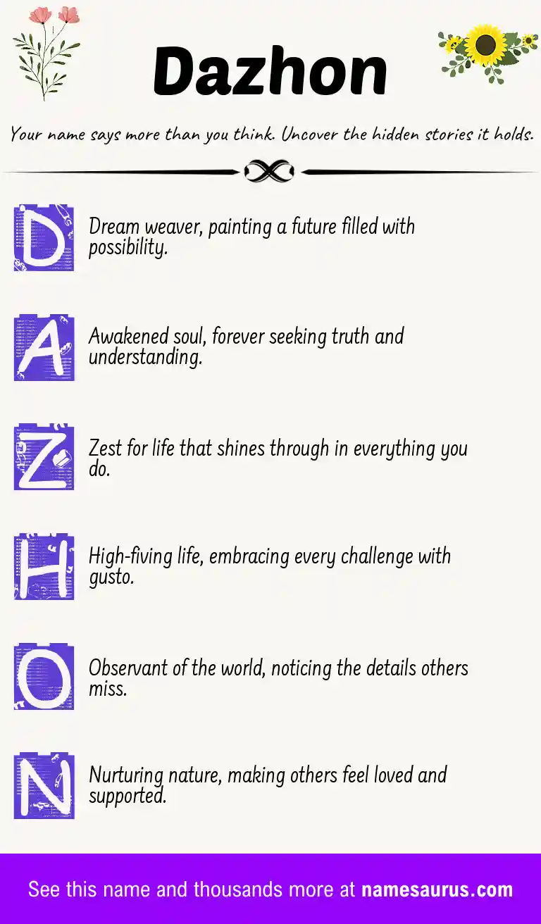 Acrostic poem about Dazhon.