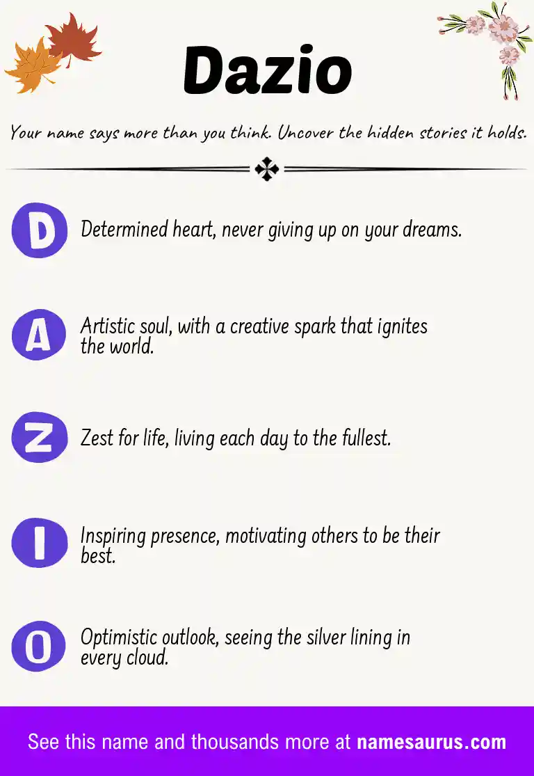 Acrostic poem about Dazio.