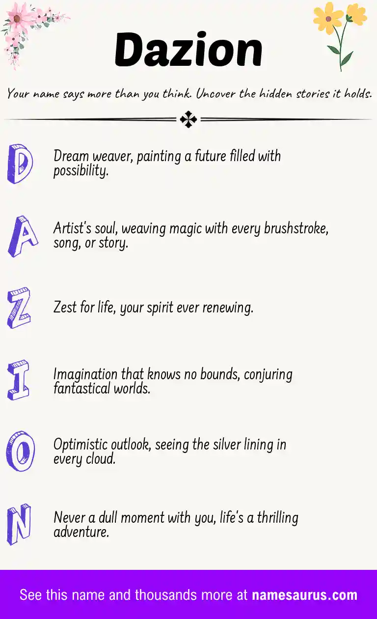 Acrostic poem about Dazion.