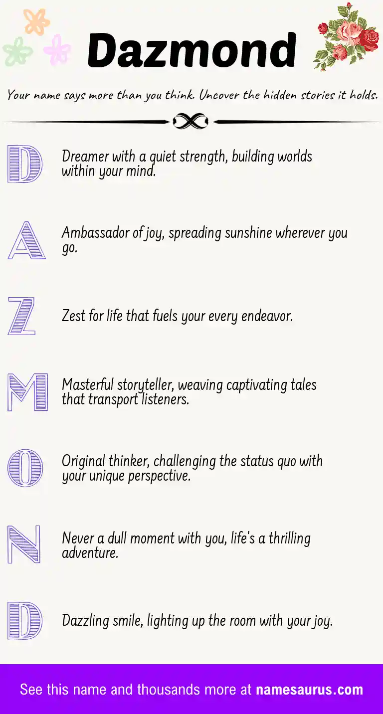 Acrostic poem about Dazmond.