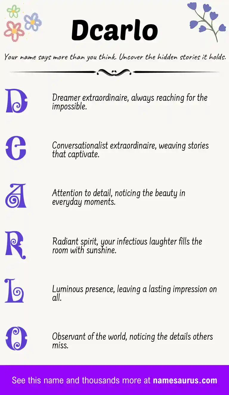 Acrostic poem about Dcarlo.