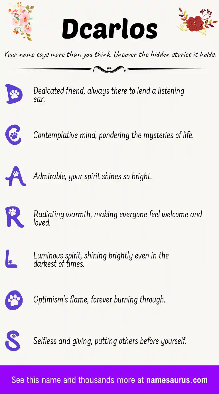 Acrostic poem about Dcarlos.