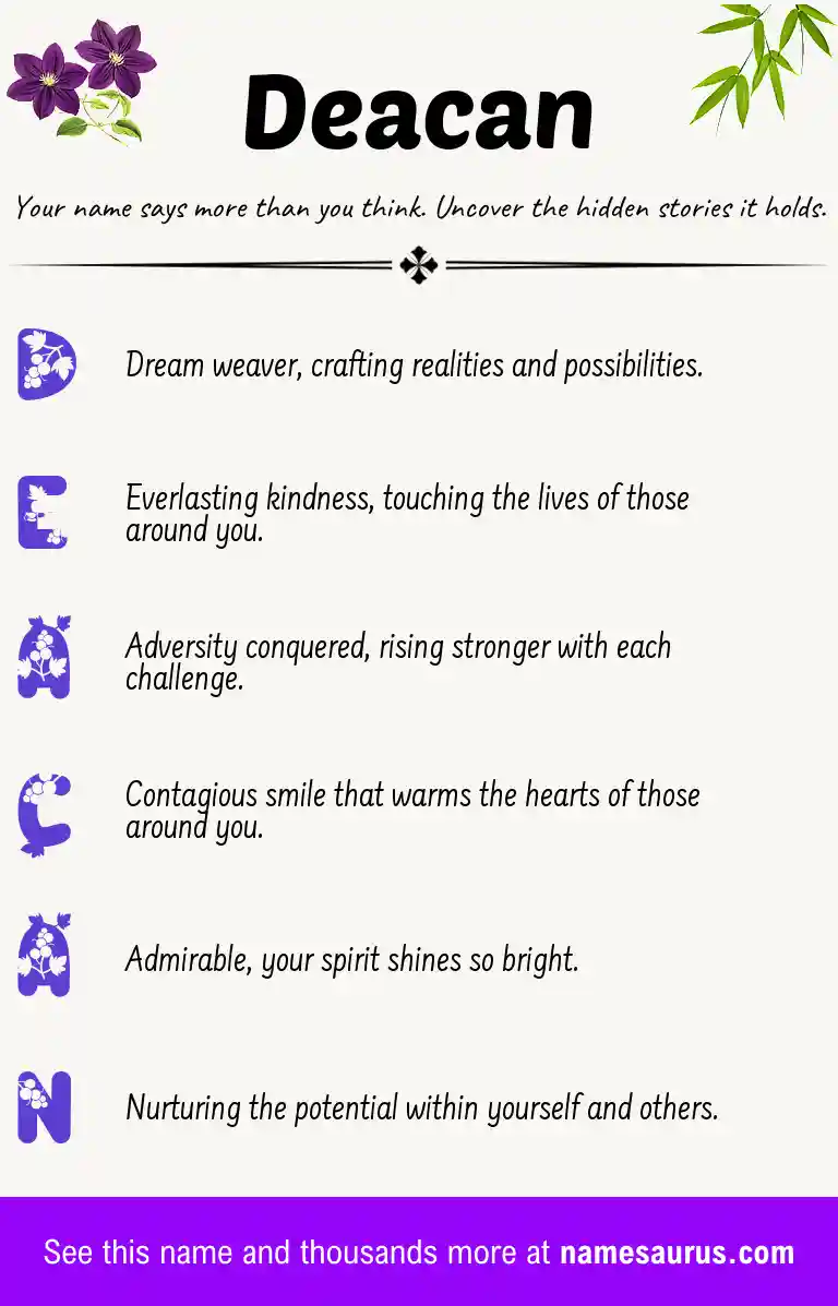 Acrostic poem about Deacan.