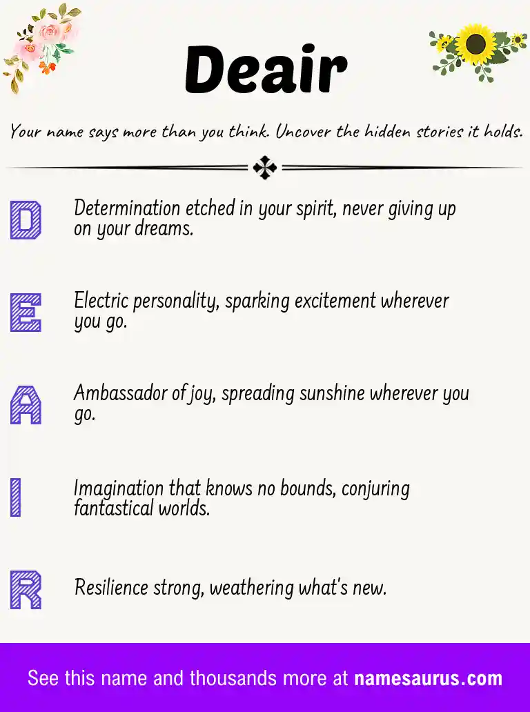 Acrostic poem about Deair.
