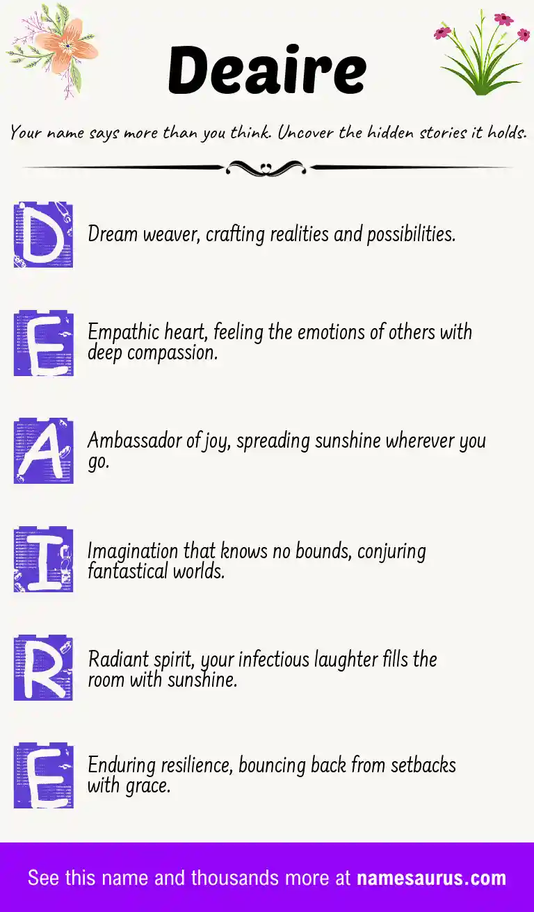 Acrostic poem about Deaire.