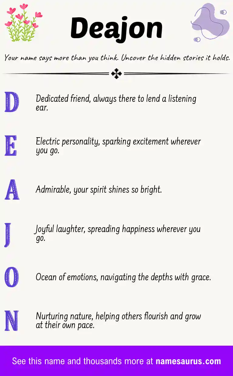 Acrostic poem about Deajon.