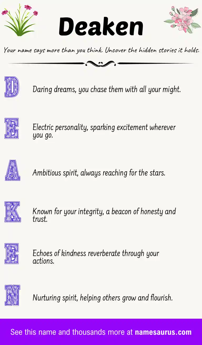 Acrostic poem about Deaken.