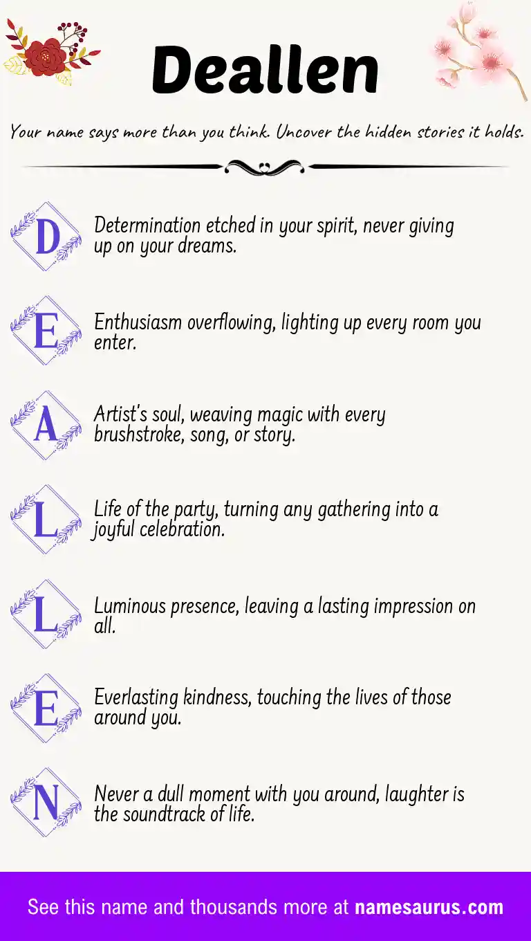 Acrostic poem about Deallen.