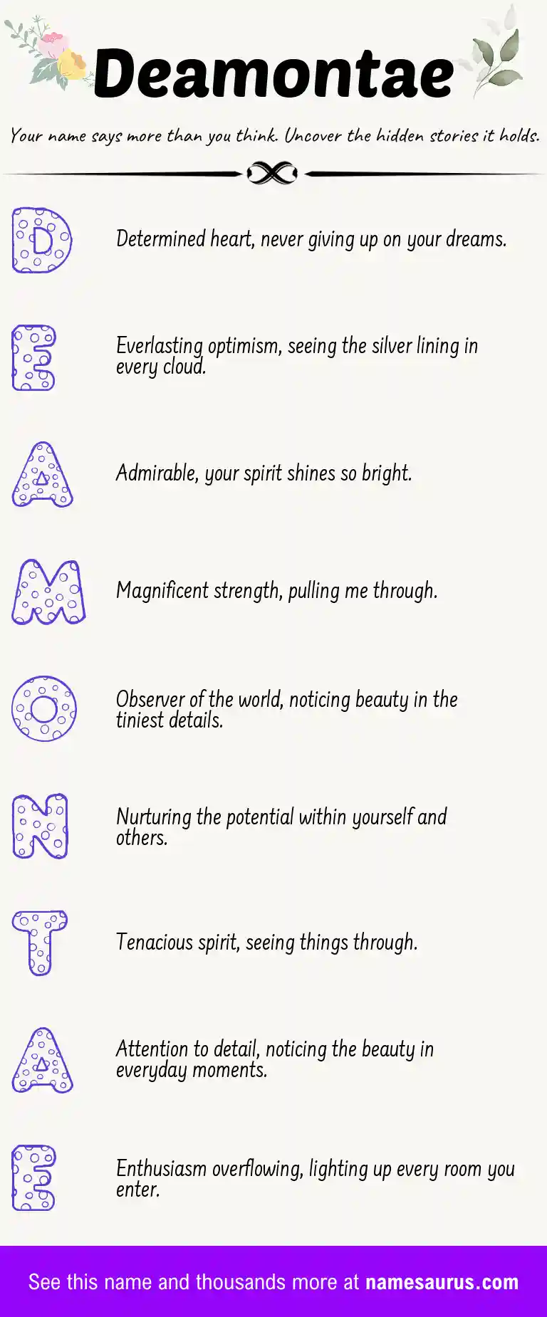 Acrostic poem about Deamontae.