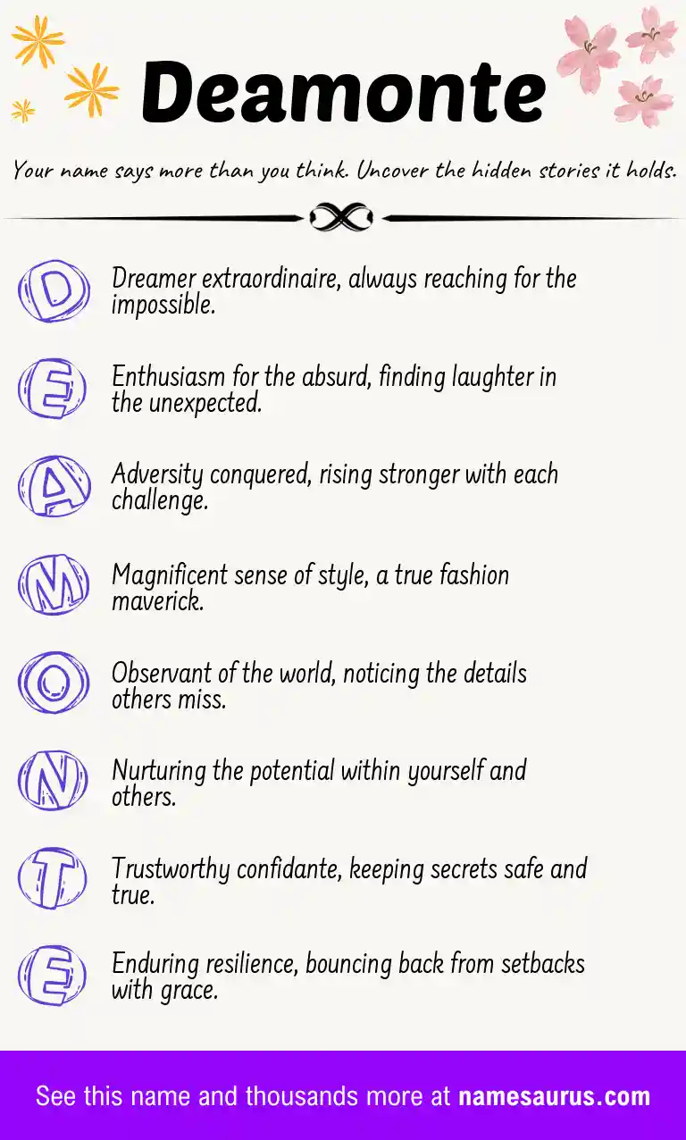Acrostic poem about Deamonte.