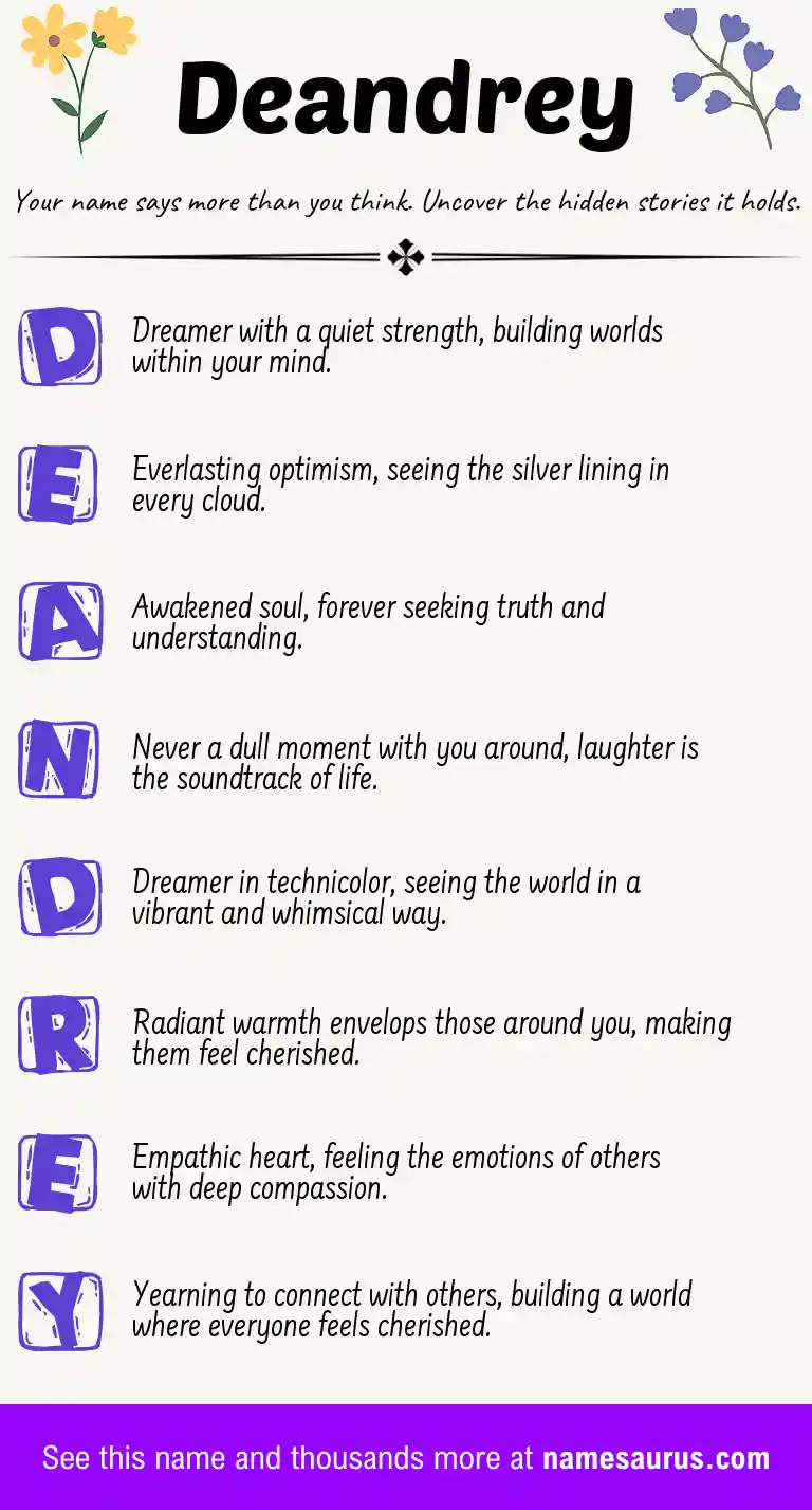 Acrostic poem about Deandrey.