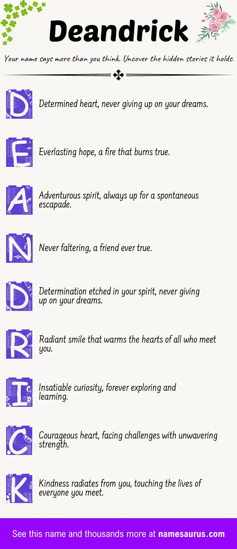 Acrostic poem about Deandrick.