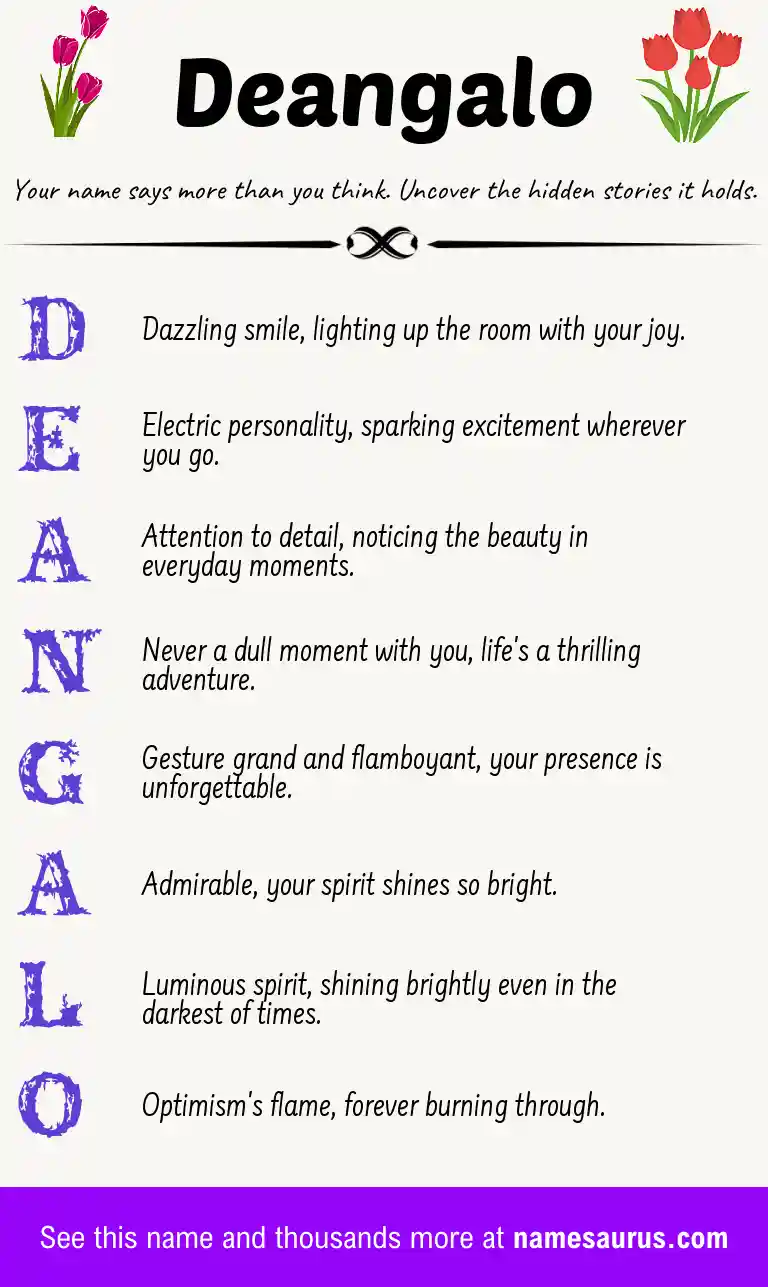 Acrostic poem about Deangalo.