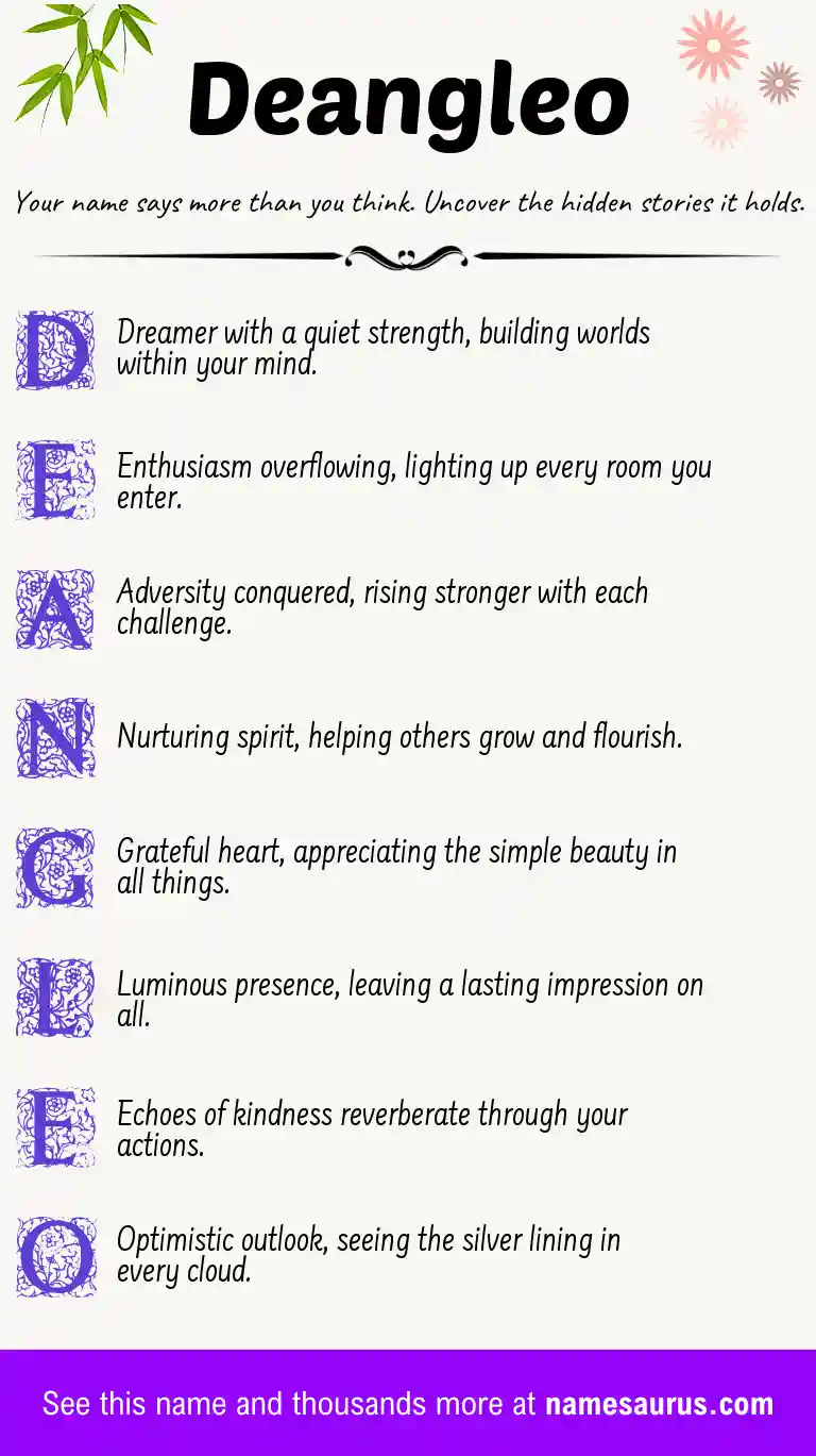 Acrostic poem about Deangleo.