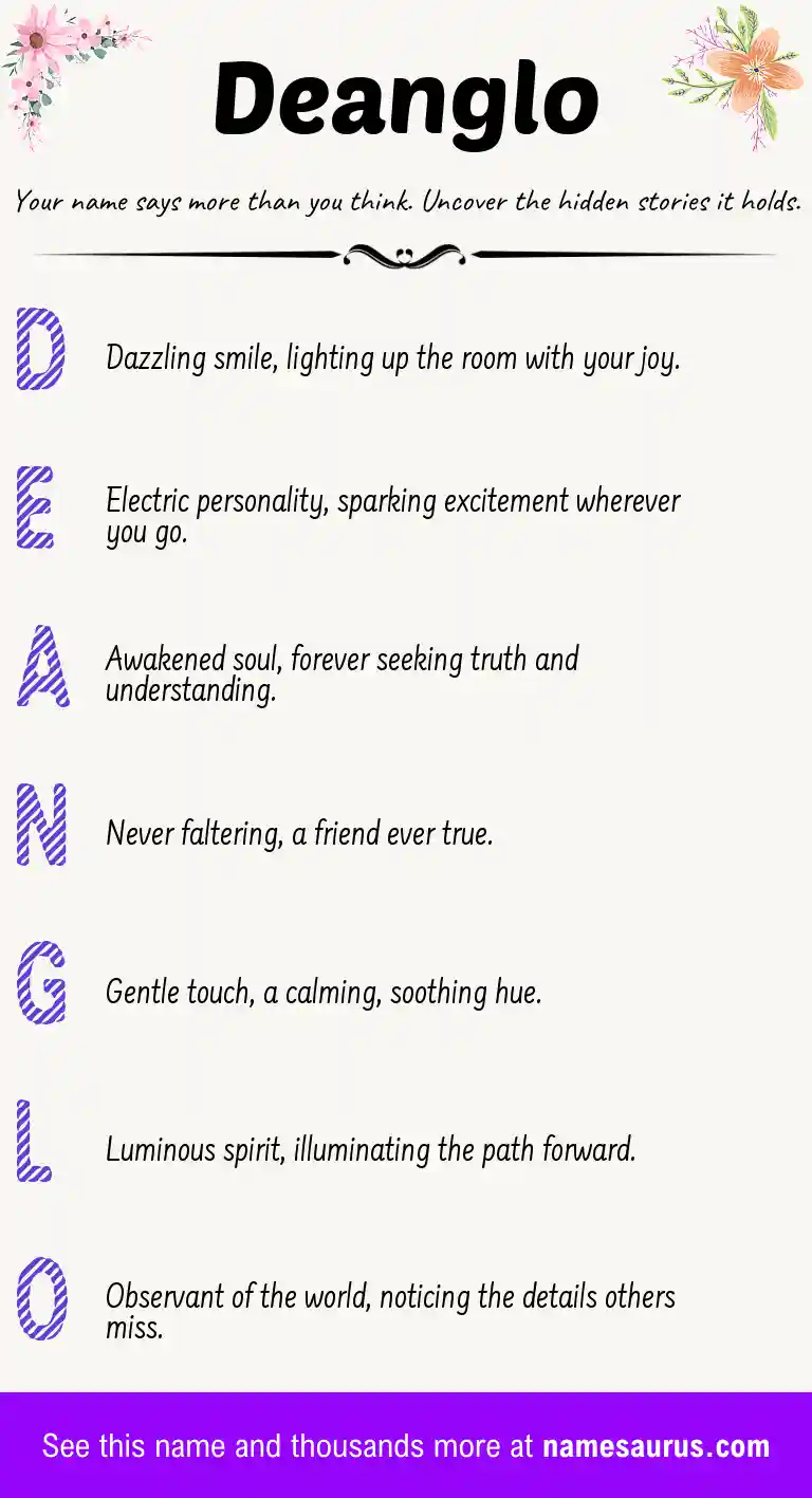 Acrostic poem about Deanglo.