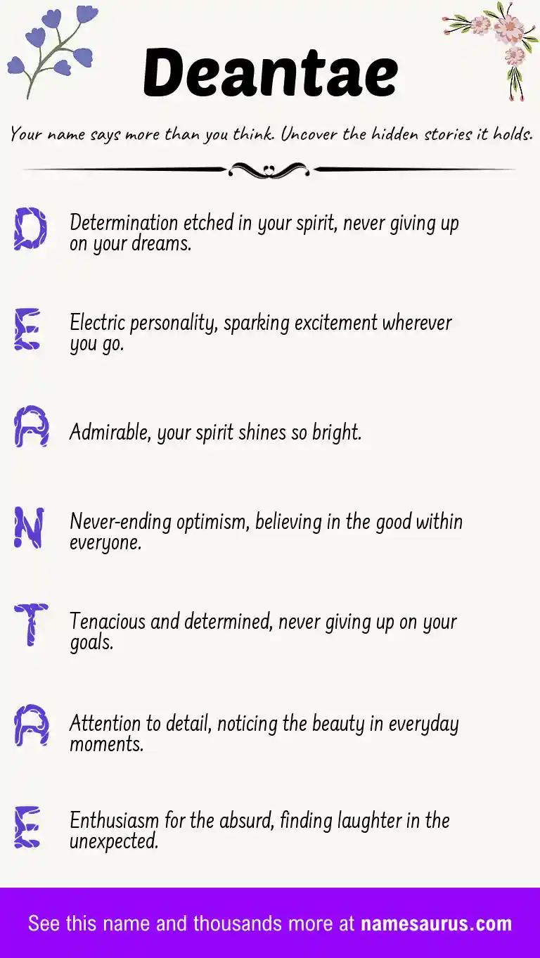 Acrostic poem about Deantae.