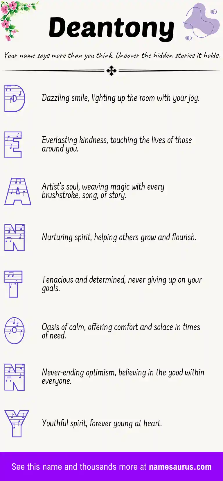 Acrostic poem about Deantony.