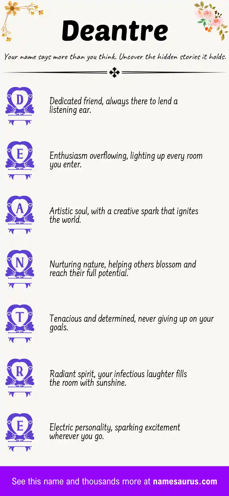 Acrostic poem about Deantre.