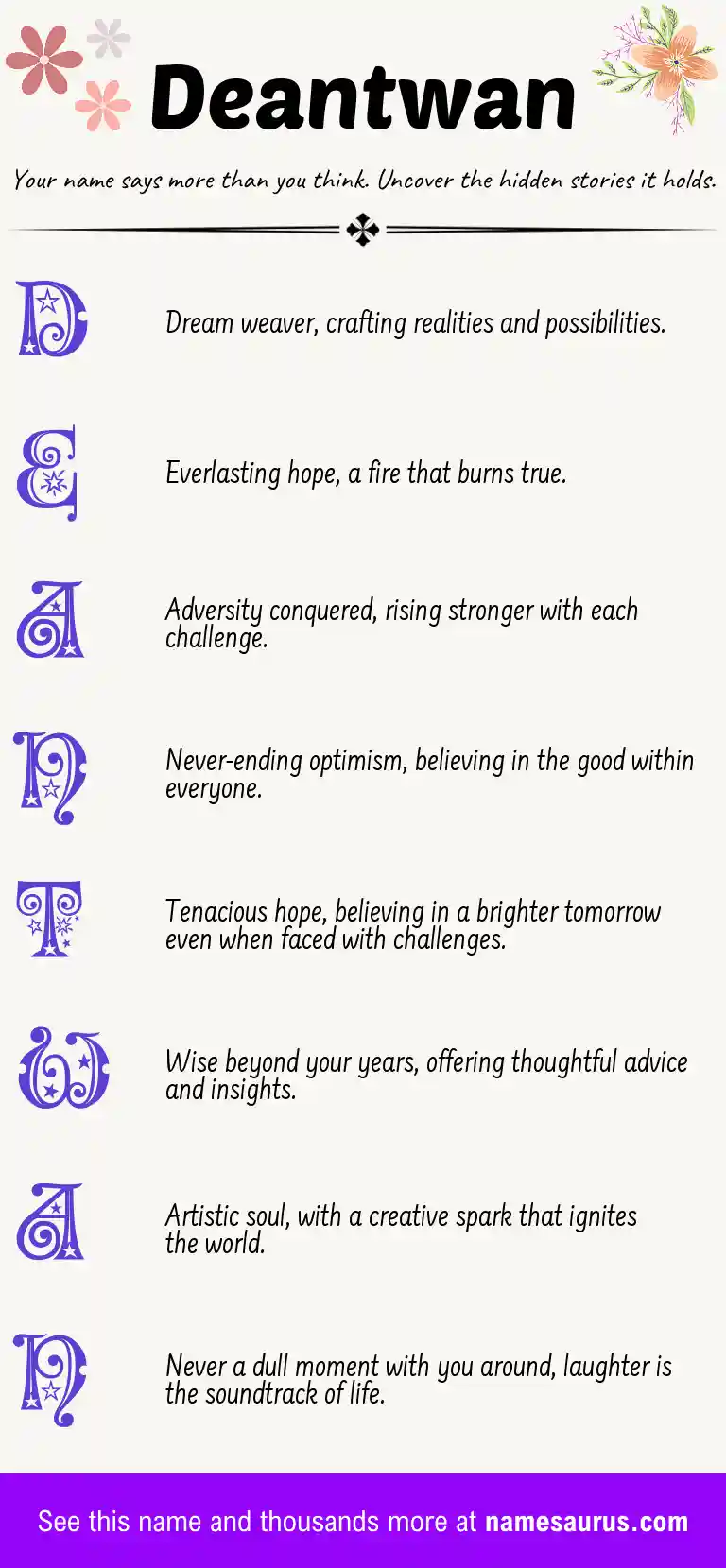 Acrostic poem about Deantwan.