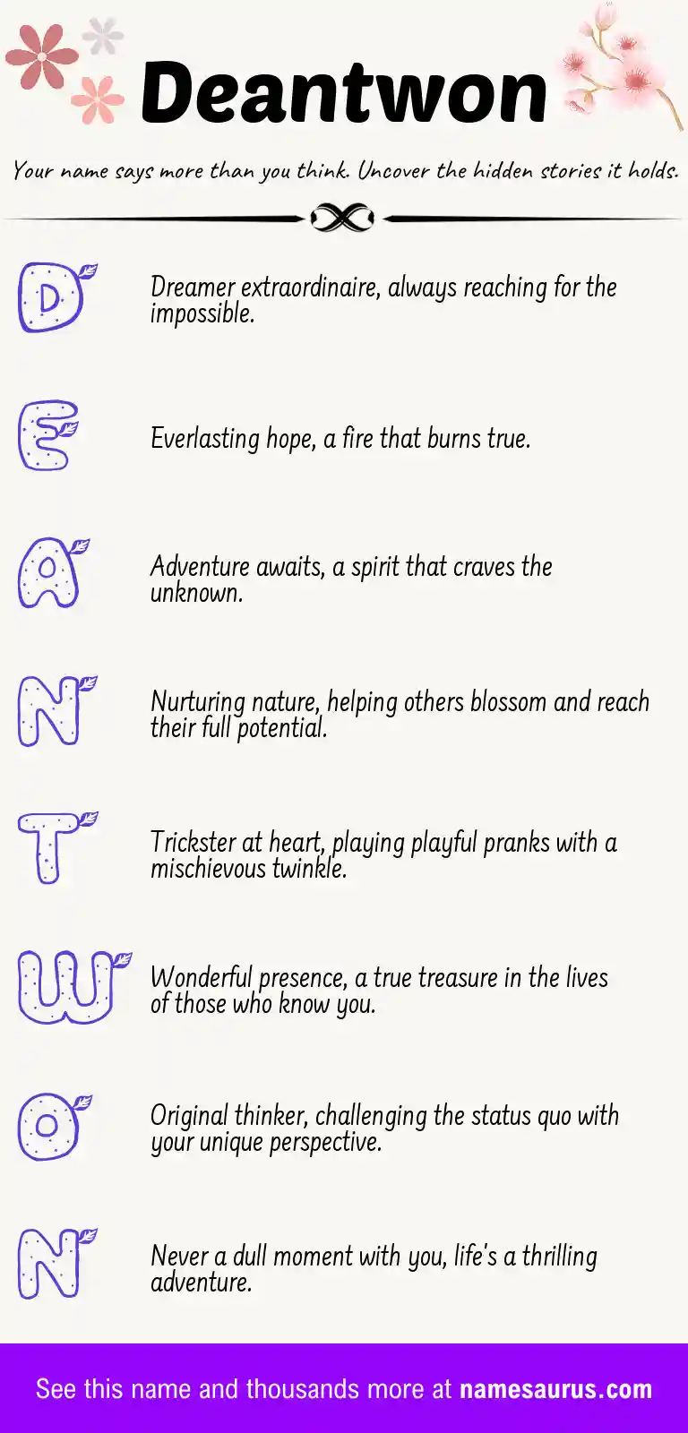 Acrostic poem about Deantwon.