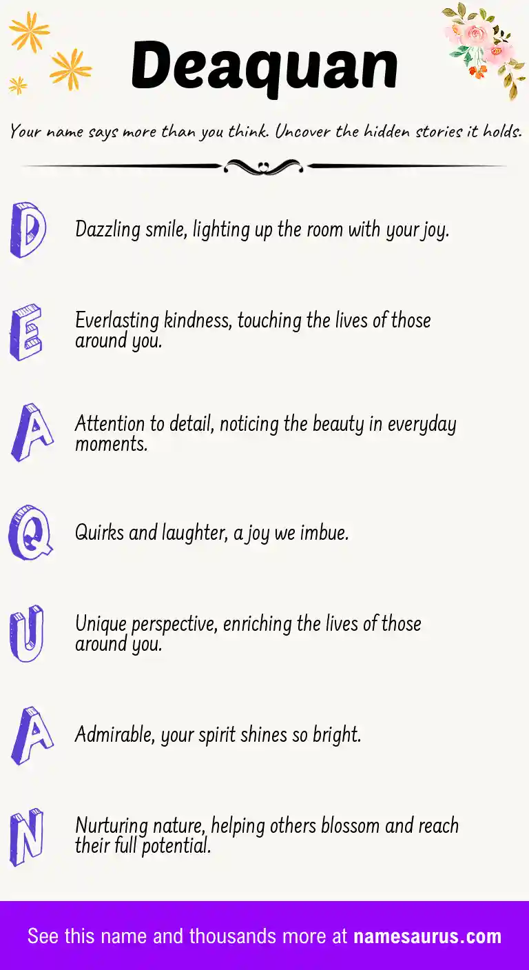Acrostic poem about Deaquan.