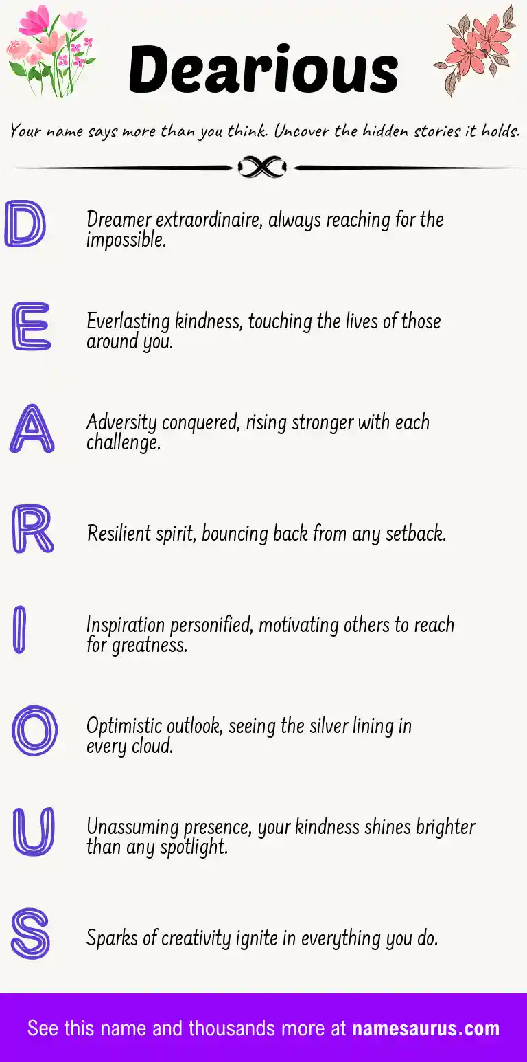 Acrostic poem about Dearious.