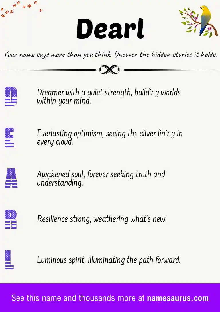 Acrostic poem about Dearl.