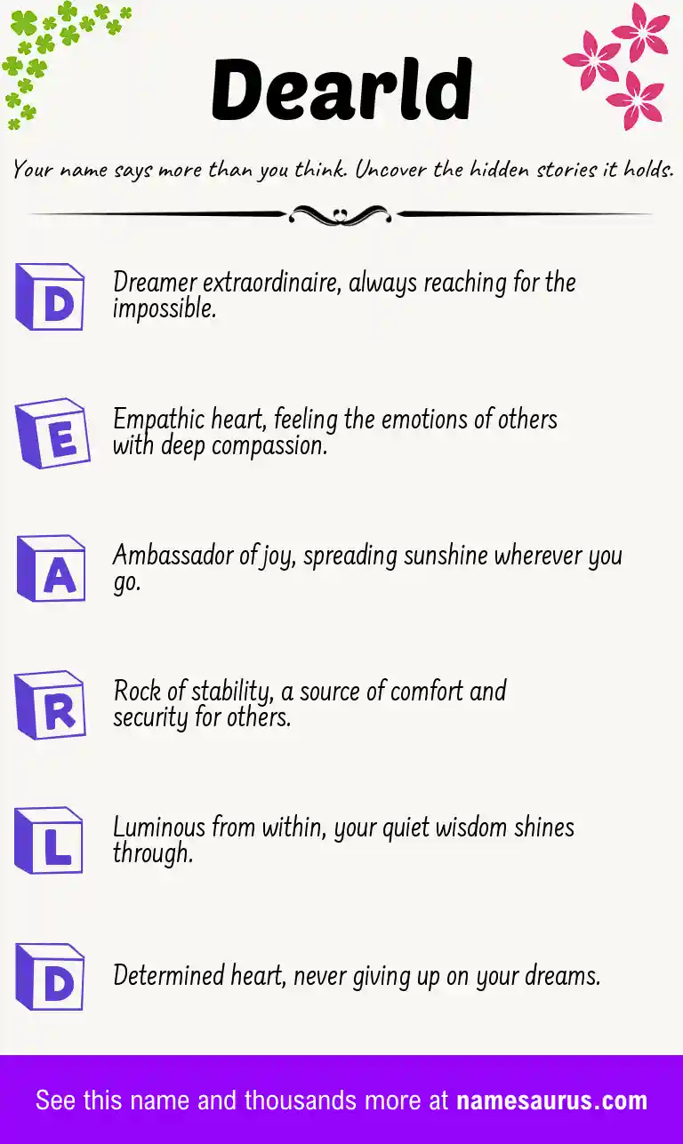 Acrostic poem about Dearld.