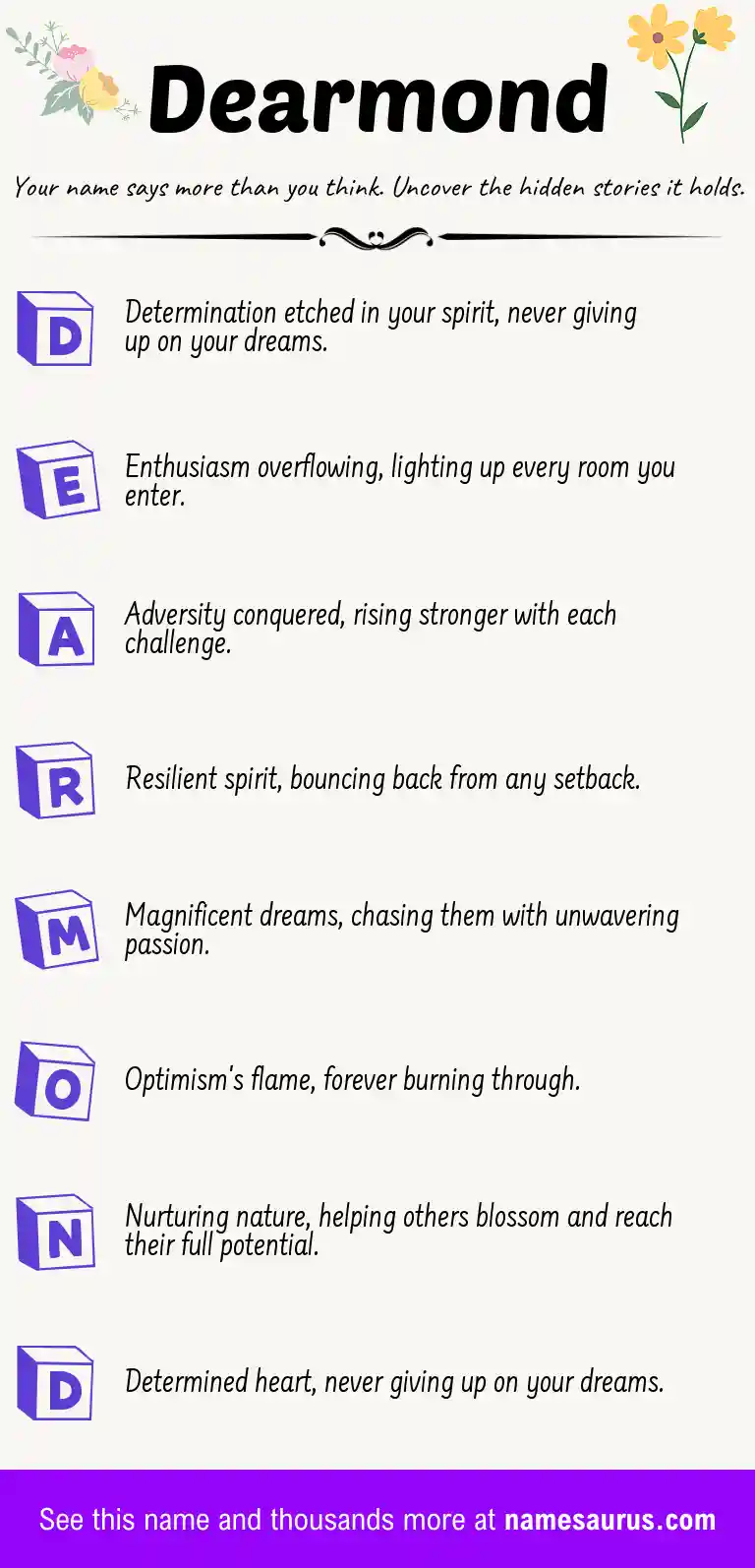 Acrostic poem about Dearmond.