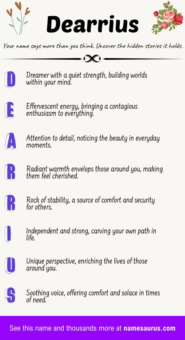 Acrostic poem about Dearrius.