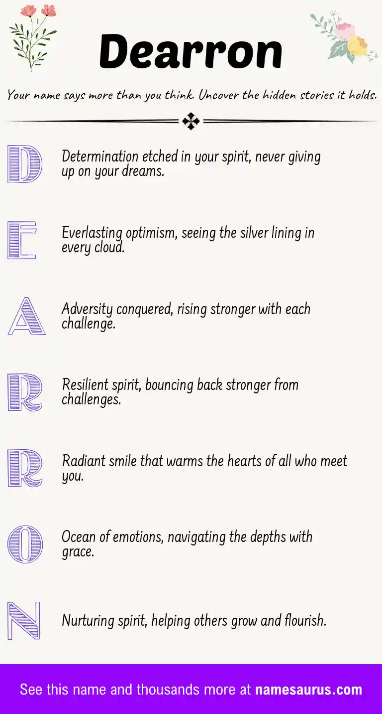 Acrostic poem about Dearron.