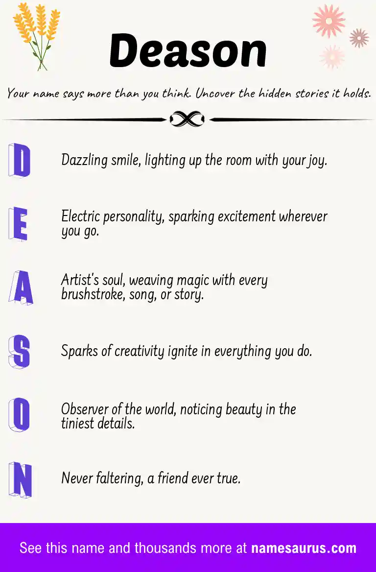 Acrostic poem about Deason.