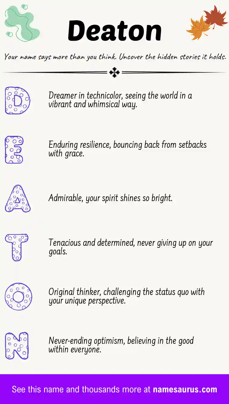Acrostic poem about Deaton.