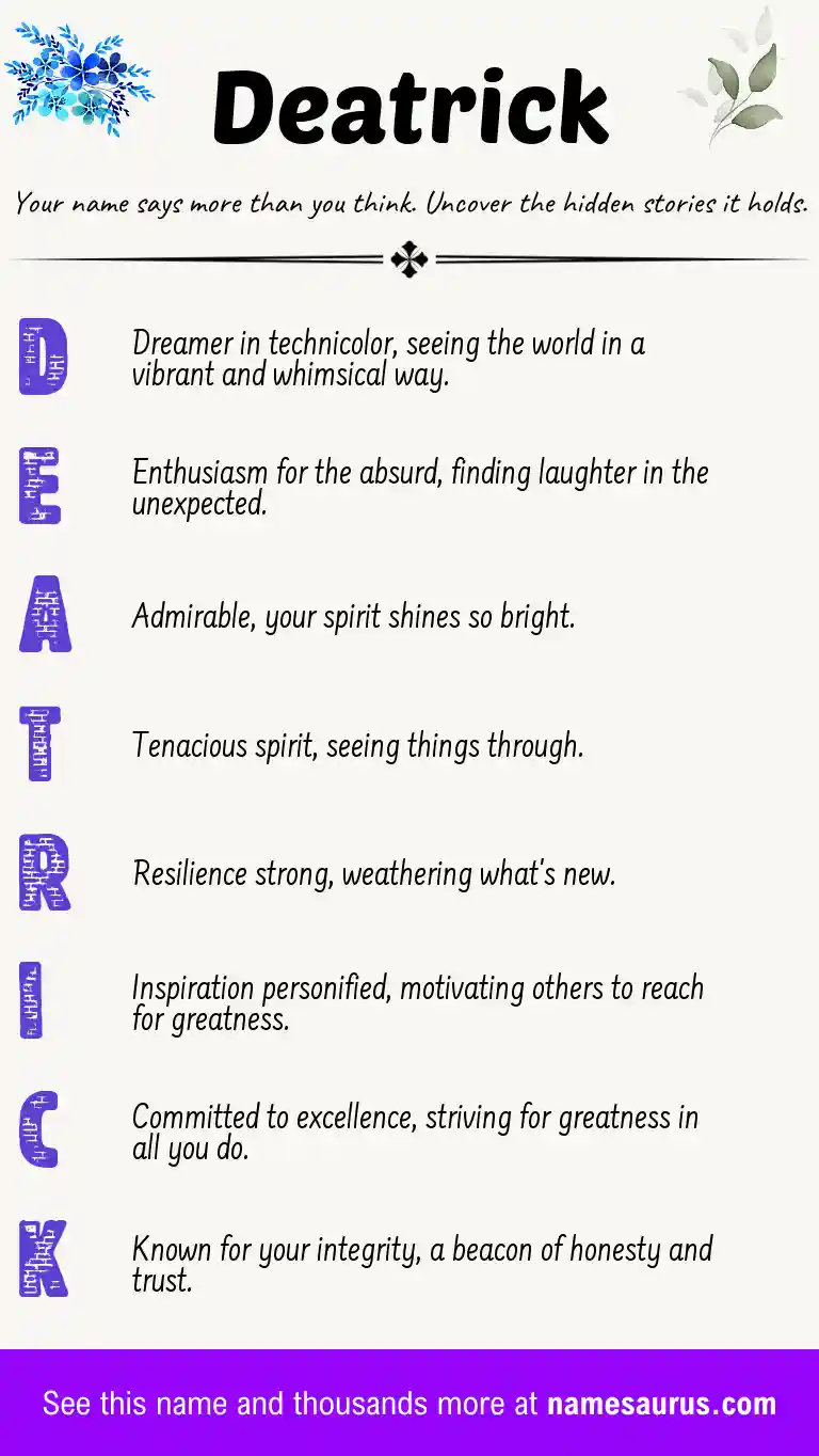Acrostic poem about Deatrick.