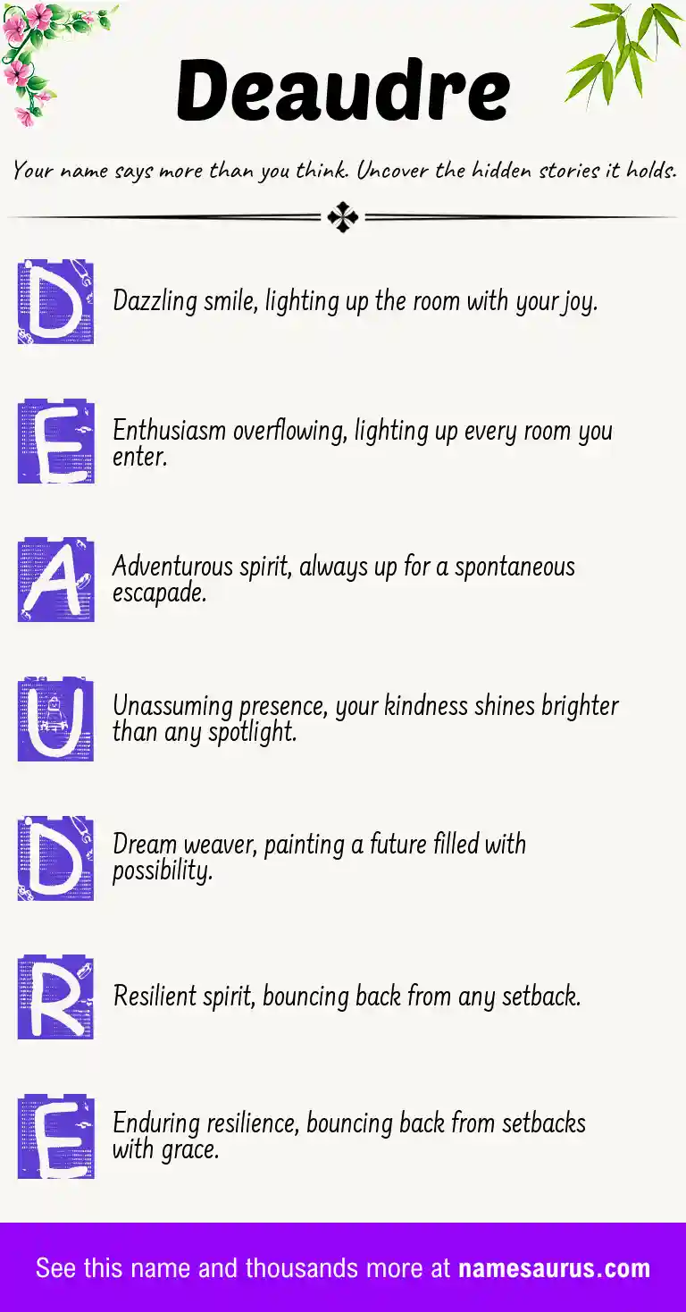 Acrostic poem about Deaudre.