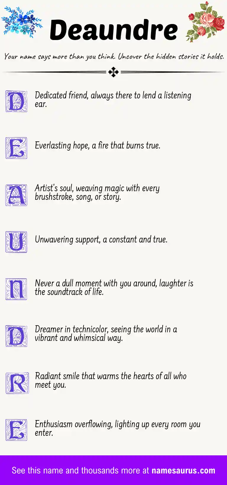 Acrostic poem about Deaundre.