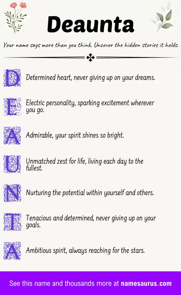 Acrostic poem about Deaunta.