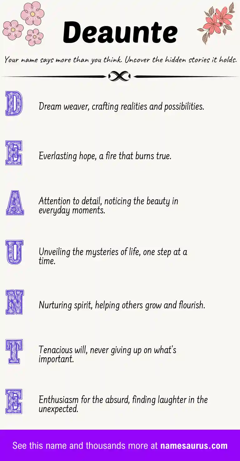 Acrostic poem about Deaunte.