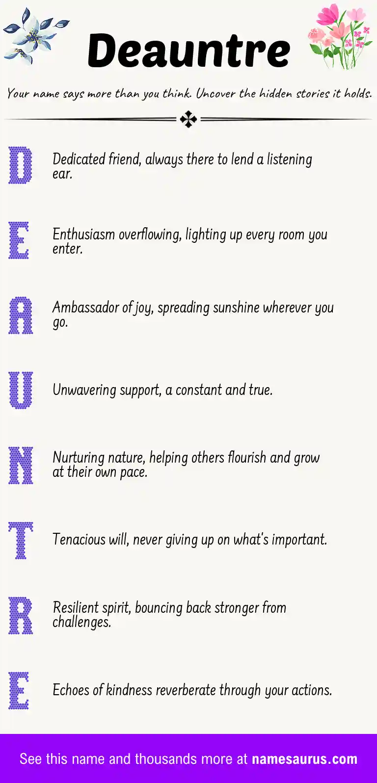 Acrostic poem about Deauntre.