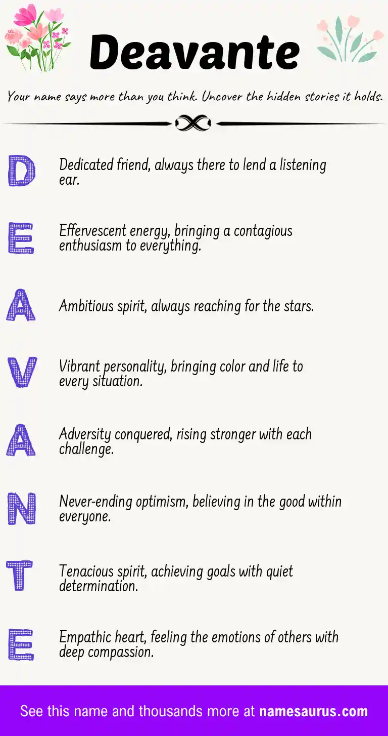 Acrostic poem about Deavante.