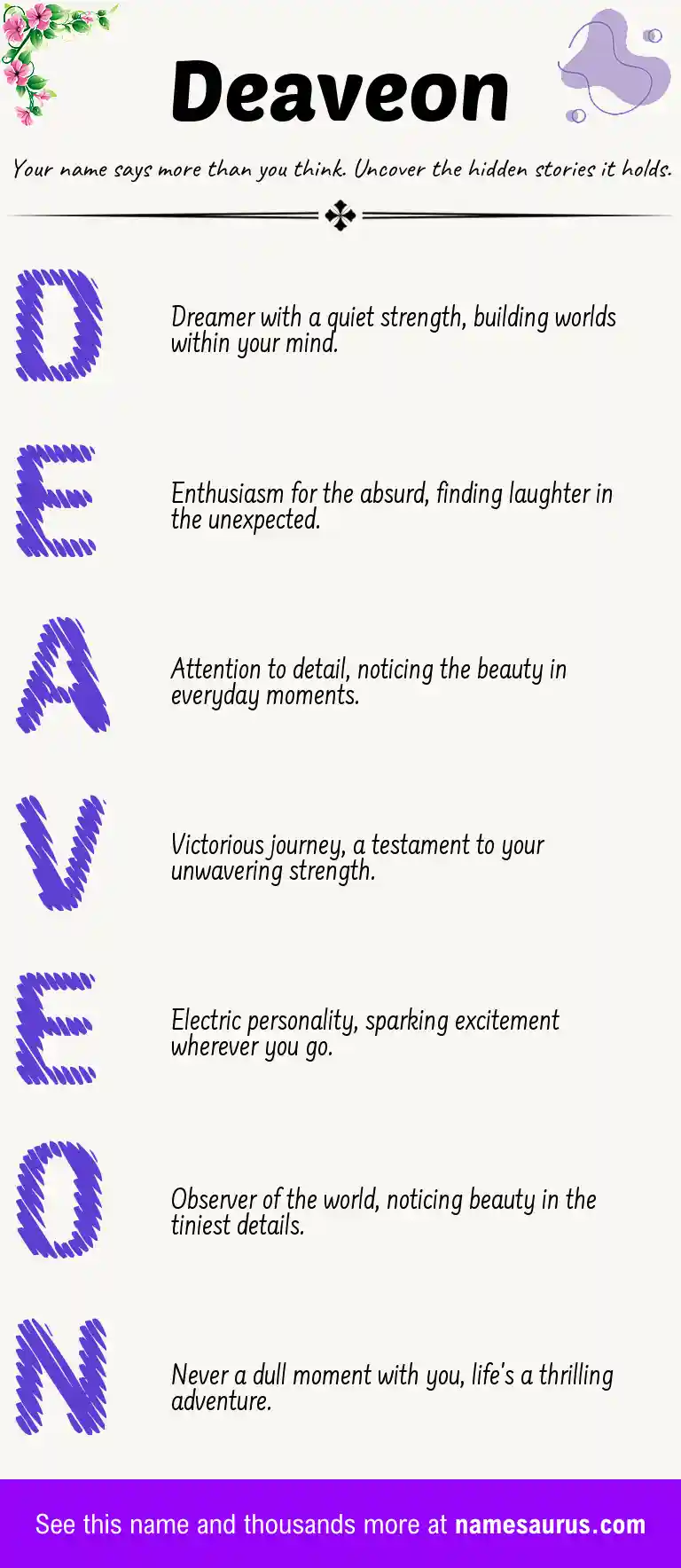 Acrostic poem about Deaveon.