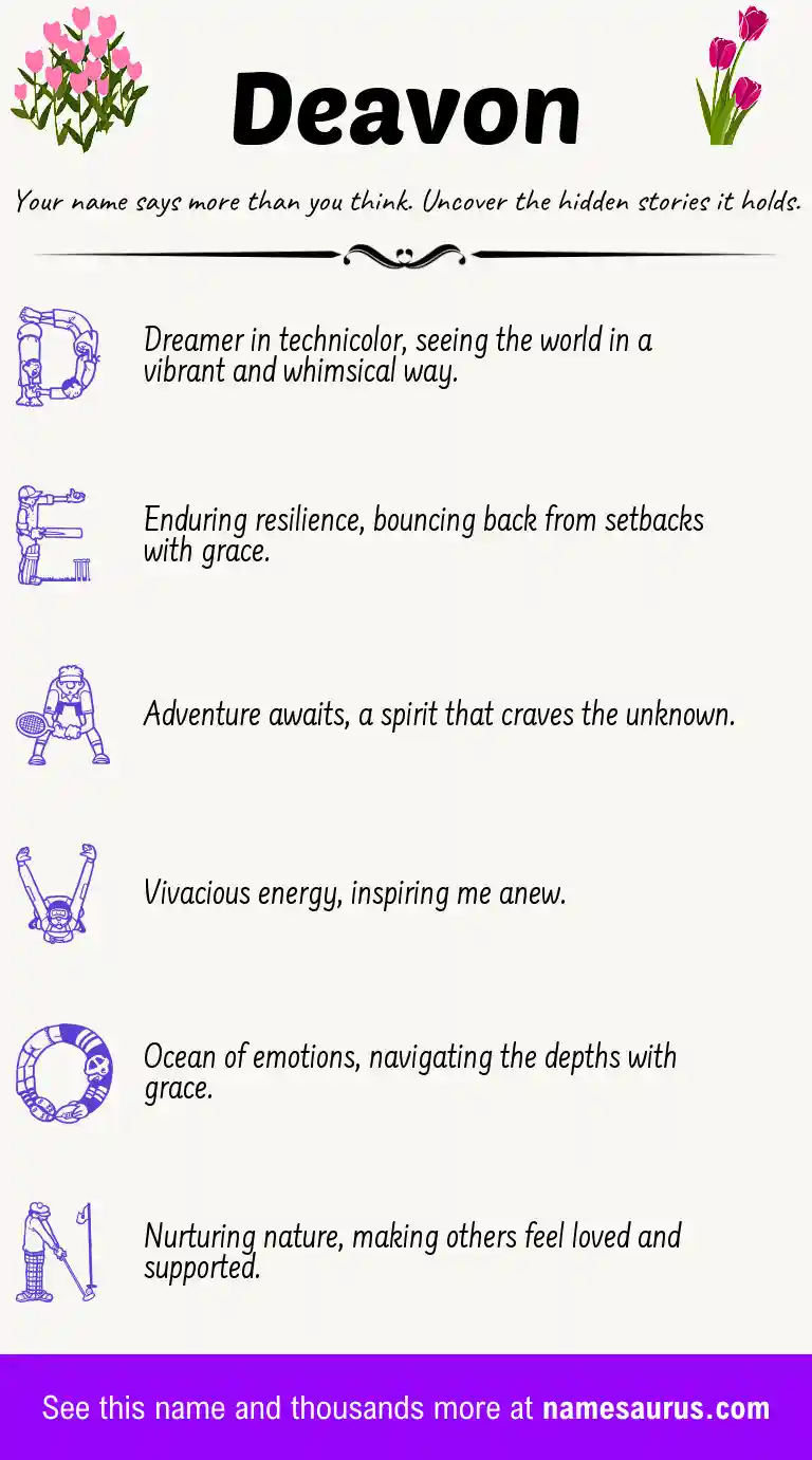 Acrostic poem about Deavon.