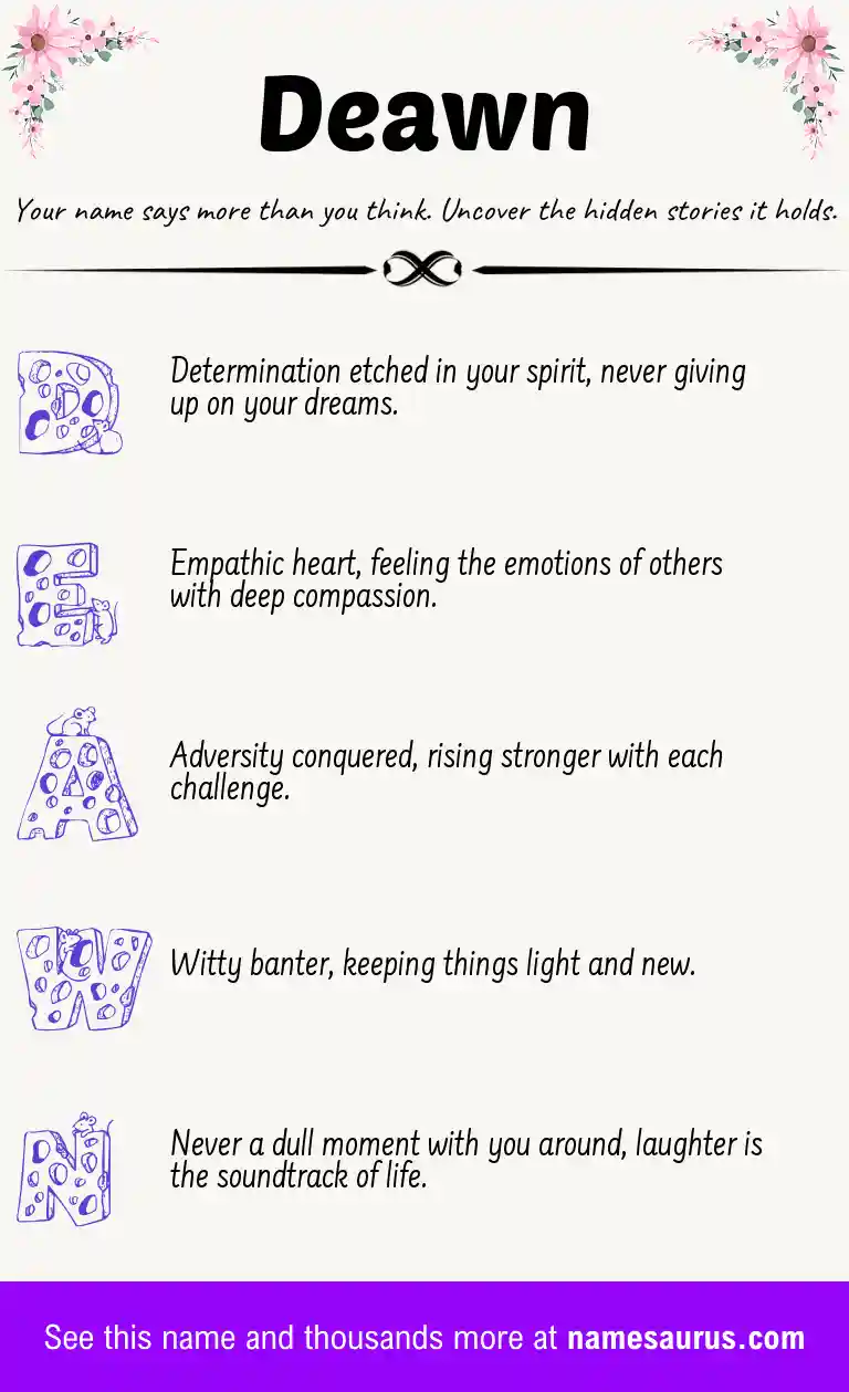 Acrostic poem about Deawn.
