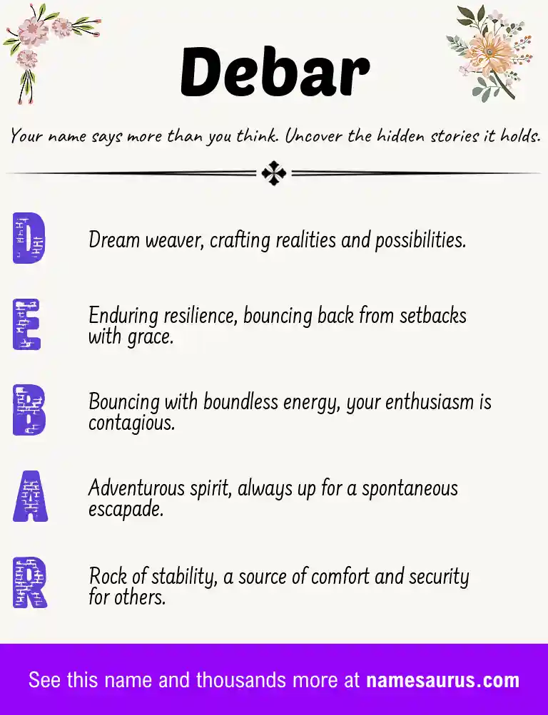 Acrostic poem about Debar.