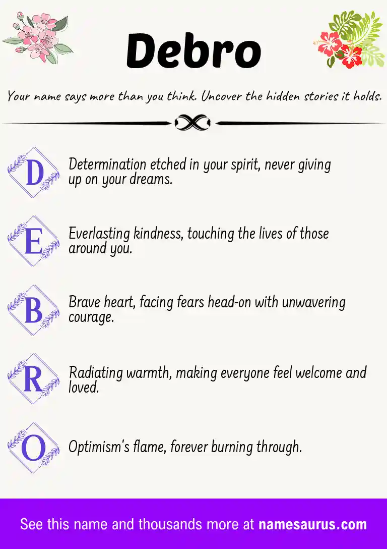 Acrostic poem about Debro.