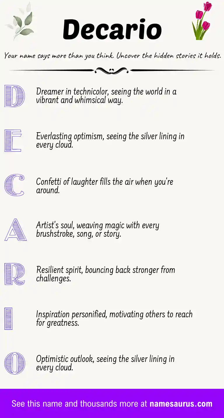 Acrostic poem about Decario.