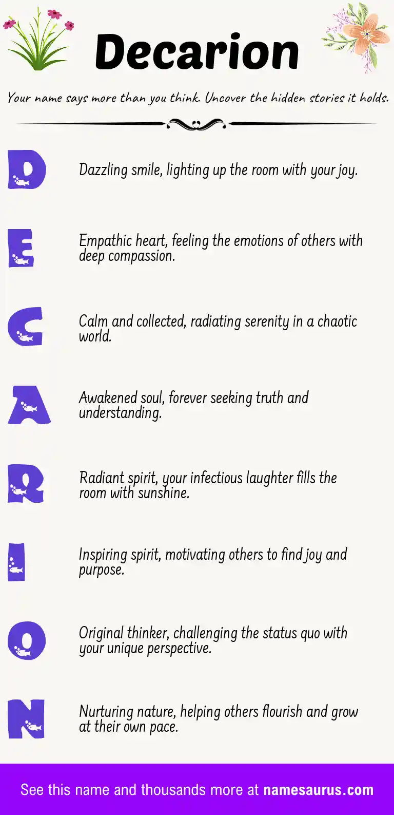 Acrostic poem about Decarion.