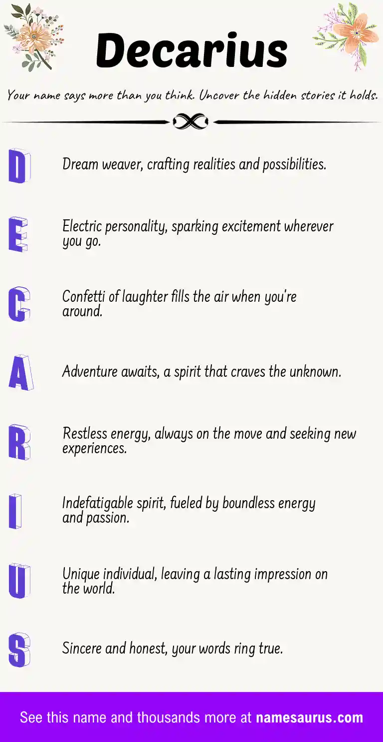 Acrostic poem about Decarius.